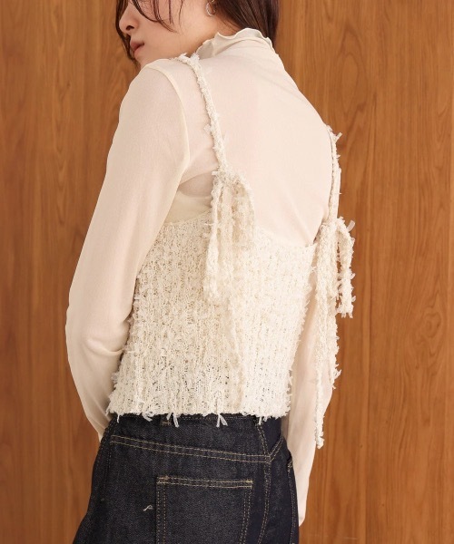 Bab（バブ）の「チュールリボンヤーンキャミソール/ビスチェ（キャミソール・レディース・ブルー/チャコールグレー/アイボリー・FREE）」の10枚目の写真