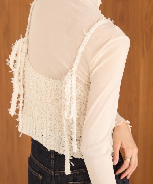 Bab（バブ）の「チュールリボンヤーンキャミソール/ビスチェ（キャミソール・レディース・ブルー/チャコールグレー/アイボリー・FREE）」の12枚目の写真