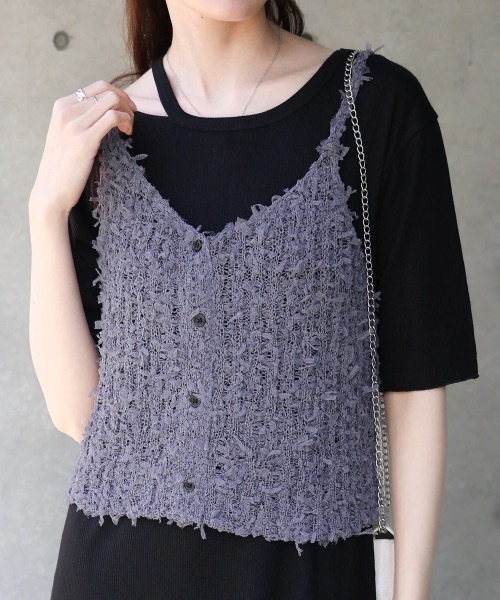 Bab（バブ）の「チュールリボンヤーンキャミソール/ビスチェ（キャミソール・レディース・ブルー/チャコールグレー/アイボリー・FREE）」の13枚目の写真