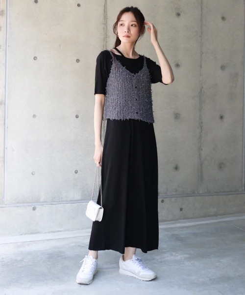 Bab（バブ）の「チュールリボンヤーンキャミソール/ビスチェ（キャミソール・レディース・ブルー/チャコールグレー/アイボリー・FREE）」の15枚目の写真