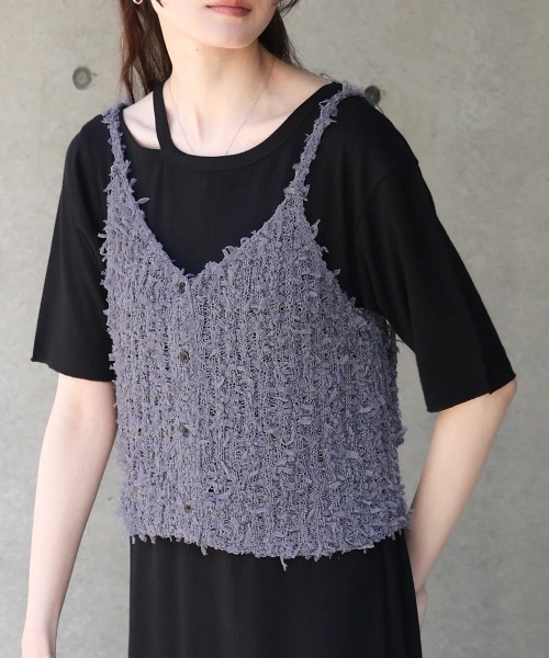 Bab（バブ）の「チュールリボンヤーンキャミソール/ビスチェ（キャミソール・レディース・ブルー/チャコールグレー/アイボリー・FREE）」の16枚目の写真