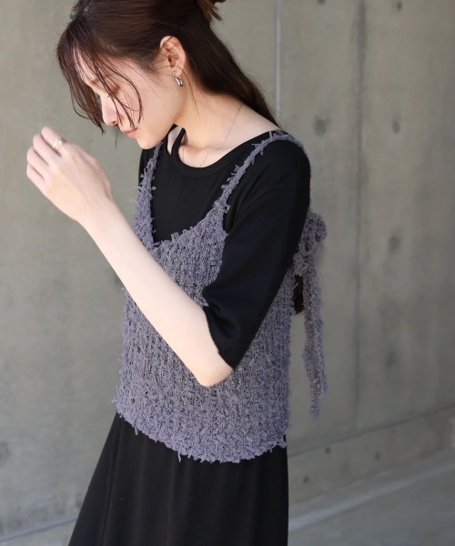 Bab（バブ）の「チュールリボンヤーンキャミソール/ビスチェ（キャミソール・レディース・ブルー/チャコールグレー/アイボリー・FREE）」の17枚目の写真