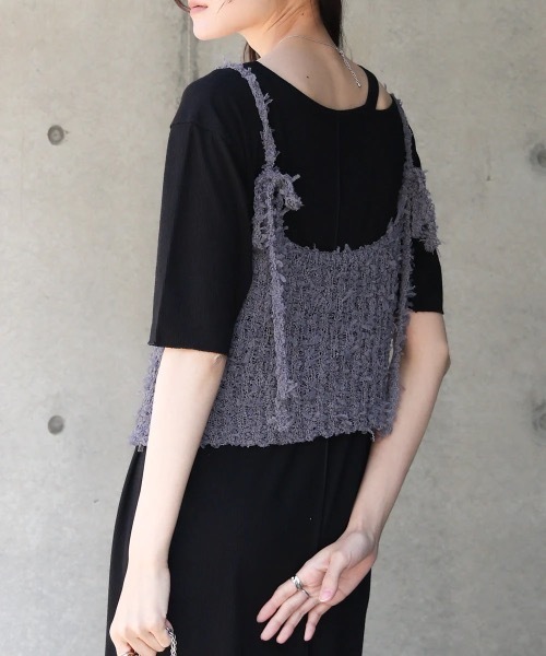 Bab（バブ）の「チュールリボンヤーンキャミソール/ビスチェ（キャミソール・レディース・ブルー/チャコールグレー/アイボリー・FREE）」の19枚目の写真