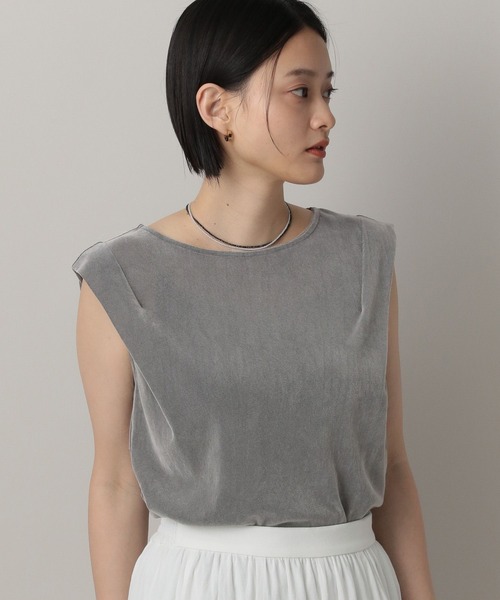 A part by(アパートバイ)の「ベロアタックスリーブノースリーブ(Tシャツ/カットソー・レディース・ブラック/グレー系その他/ボルドー・FREE)」の1枚目の写真