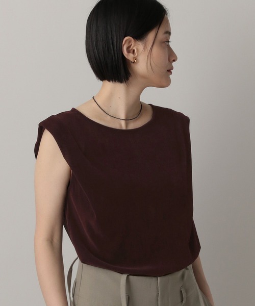 A part by(アパートバイ)の「ベロアタックスリーブノースリーブ(Tシャツ/カットソー・レディース・ブラック/グレー系その他/ボルドー・FREE)」の2枚目の写真