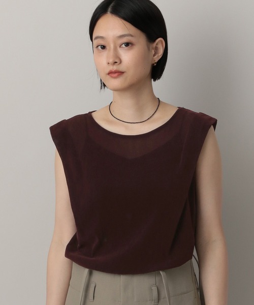 A part by(アパートバイ)の「ベロアタックスリーブノースリーブ(Tシャツ/カットソー・レディース・ブラック/グレー系その他/ボルドー・FREE)」の12枚目の写真