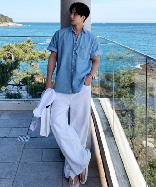 CERCA(チェルカ)の「【NOWLE】ライトオンス ポケット サマー デニム シャツ(シャツ/ブラウス・メンズ・ブルー・X-LARGE/LARGE)」の22枚目の写真