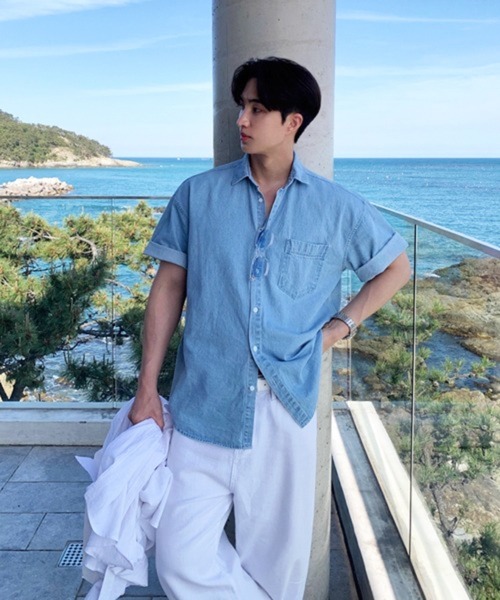 CERCA(チェルカ)の「【NOWLE】ライトオンス ポケット サマー デニム シャツ(シャツ/ブラウス・メンズ・ブルー・X-LARGE/LARGE)」の19枚目の写真