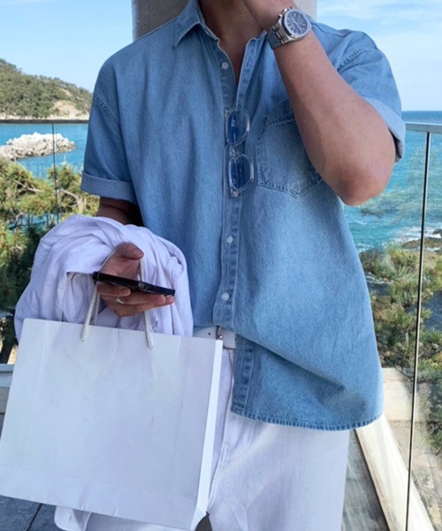 CERCA(チェルカ)の「【NOWLE】ライトオンス ポケット サマー デニム シャツ(シャツ/ブラウス・メンズ・ブルー・X-LARGE/LARGE)」の10枚目の写真