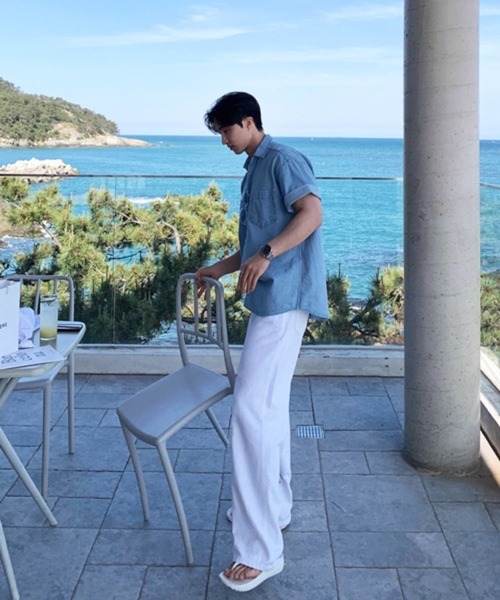 CERCA(チェルカ)の「【NOWLE】ライトオンス ポケット サマー デニム シャツ(シャツ/ブラウス・メンズ・ブルー・X-LARGE/LARGE)」の3枚目の写真