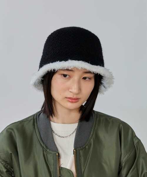 OVERRIDE(オーバーライド)の「OVERRIDE CURLY FUR RELAX HAT / オーバーライド(ハット・レディース・ブラック/ライトブルー/グレー・58cm)」の2枚目の写真