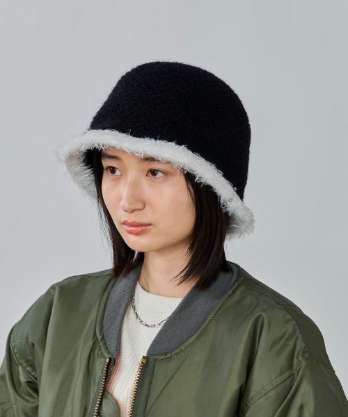 OVERRIDE(オーバーライド)の「OVERRIDE CURLY FUR RELAX HAT / オーバーライド(ハット・レディース・ブラック/ライトブルー/グレー・58cm)」の8枚目の写真