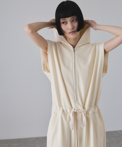 セール】裏毛フーディロンパース（つなぎ/オールインワン）｜ADAM ET