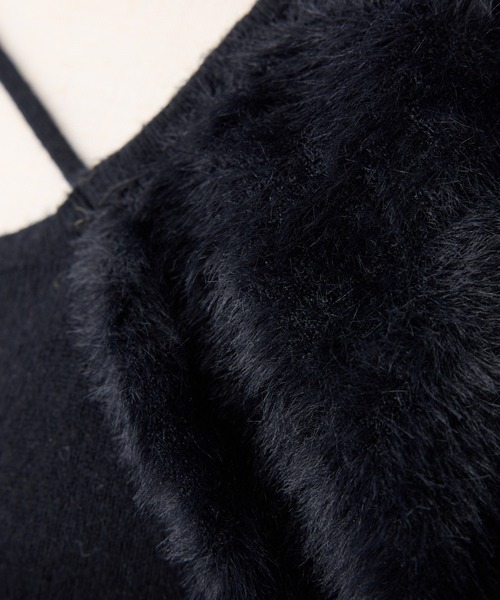 one after another NICE CLAUP（ワンアフターアナザーナイスクラップ）の「フェザードッキングニット（ニット/セーター・レディース・ブラック/アイボリー/ブルー・FREE）」の16枚目の写真