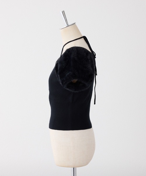 one after another NICE CLAUP（ワンアフターアナザーナイスクラップ）の「フェザードッキングニット（ニット/セーター・レディース・ブラック/アイボリー/ブルー・FREE）」の19枚目の写真