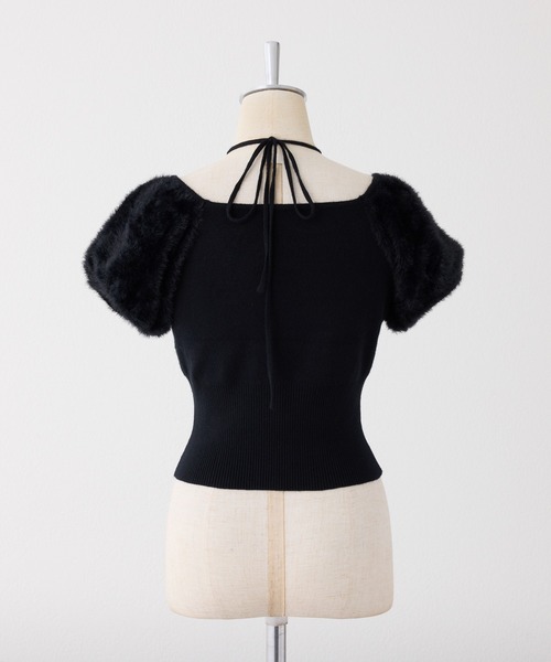 one after another NICE CLAUP（ワンアフターアナザーナイスクラップ）の「フェザードッキングニット（ニット/セーター・レディース・ブラック/アイボリー/ブルー・FREE）」の20枚目の写真