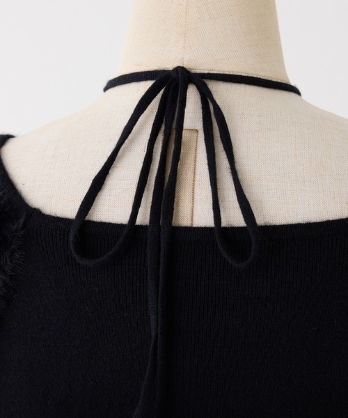 one after another NICE CLAUP（ワンアフターアナザーナイスクラップ）の「フェザードッキングニット（ニット/セーター・レディース・ブラック/アイボリー/ブルー・FREE）」の13枚目の写真