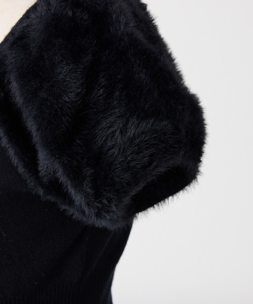 one after another NICE CLAUP（ワンアフターアナザーナイスクラップ）の「フェザードッキングニット（ニット/セーター・レディース・ブラック/アイボリー/ブルー・FREE）」の14枚目の写真