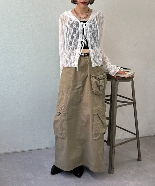 w closet（ダブルクローゼット）の「【25AW】フーディーレースシャツ（シャツ/ブラウス・レディース・オフホワイト/アイボリー/ブラック・FREE）」の17枚目の写真