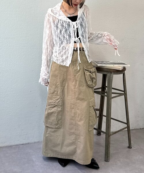 w closet（ダブルクローゼット）の「【25AW】フーディーレースシャツ（シャツ/ブラウス・レディース・オフホワイト/アイボリー/ブラック・FREE）」の18枚目の写真