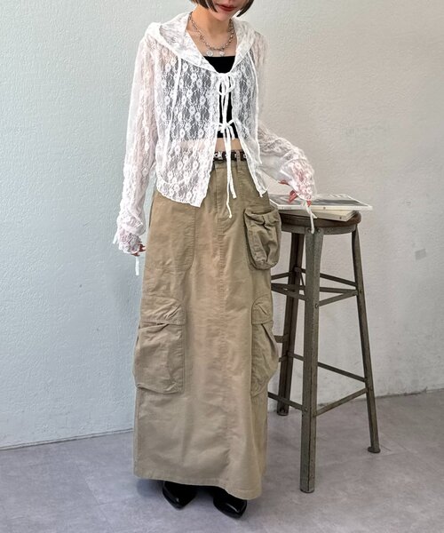 w closet（ダブルクローゼット）の「【25AW】フーディーレースシャツ（シャツ/ブラウス・レディース・オフホワイト/アイボリー/ブラック・FREE）」の20枚目の写真