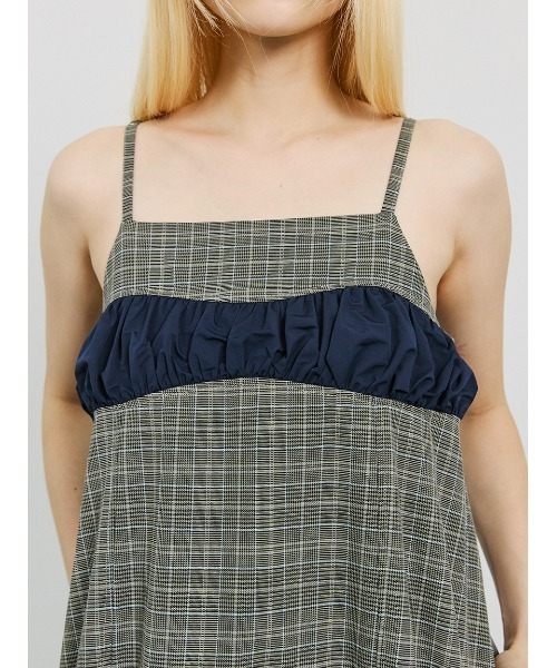 セール】Check Balloon Camisole Mini Dress/チェック バルーン