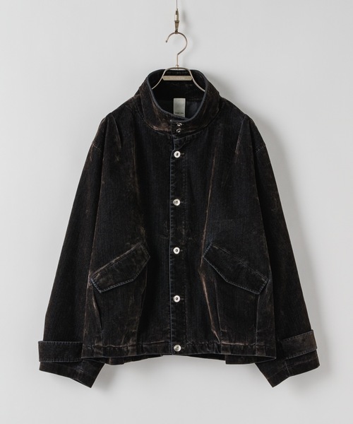 Flocked denim high neck blouson / フロッキーデニムハイネック