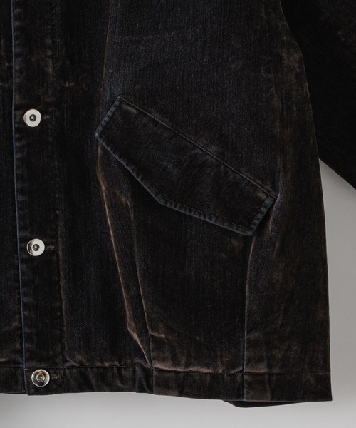 Flocked denim high neck blouson / フロッキーデニムハイネック