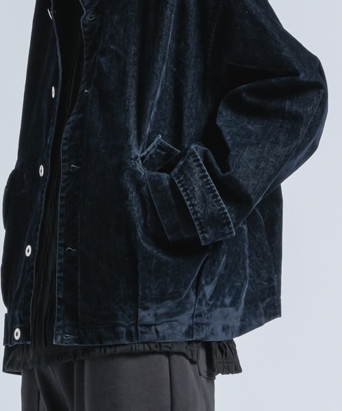 Flocked denim high neck blouson / フロッキーデニムハイネック