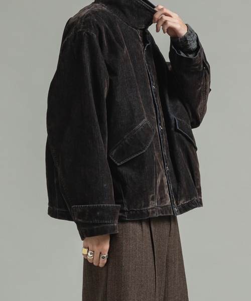 Flocked denim high neck blouson / フロッキーデニムハイネック