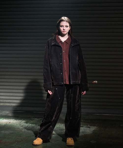 CASPER JOHN（キャスパージョン）の「Flocked denim high neck blouson / フロッキーデニムハイネックブルゾン（ブルゾン・メンズ・ネイビー/ブラウン・LARGE/MEDIUM/SMALL/X-SMALL）」の10枚目の写真