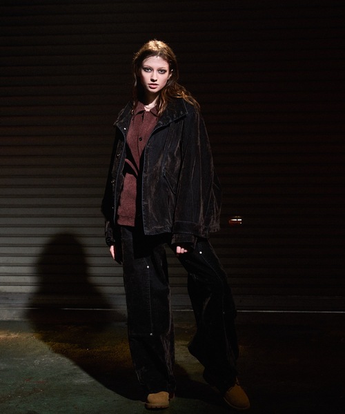 CASPER JOHN（キャスパージョン）の「Flocked denim high neck blouson / フロッキーデニムハイネックブルゾン（ブルゾン・メンズ・ネイビー/ブラウン・LARGE/MEDIUM/SMALL/X-SMALL）」の11枚目の写真