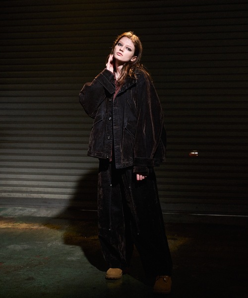 CASPER JOHN（キャスパージョン）の「Flocked denim high neck blouson / フロッキーデニムハイネックブルゾン（ブルゾン・メンズ・ネイビー/ブラウン・LARGE/MEDIUM/SMALL/X-SMALL）」の12枚目の写真