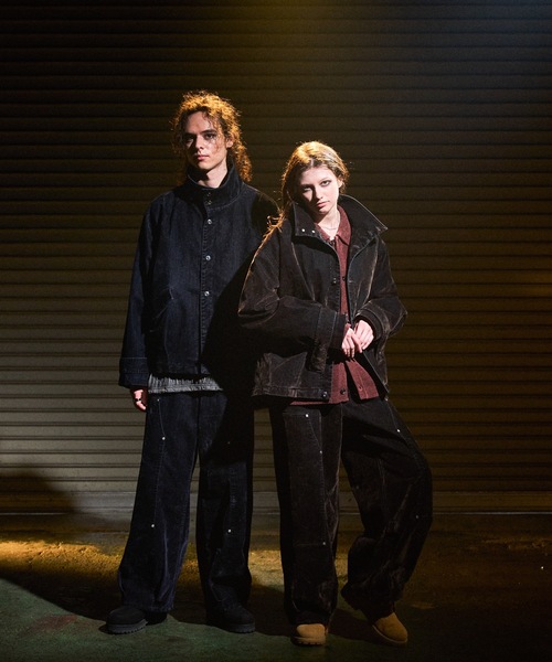 CASPER JOHN（キャスパージョン）の「Flocked denim high neck blouson / フロッキーデニムハイネックブルゾン（ブルゾン・メンズ・ネイビー/ブラウン・LARGE/MEDIUM/SMALL/X-SMALL）」の5枚目の写真