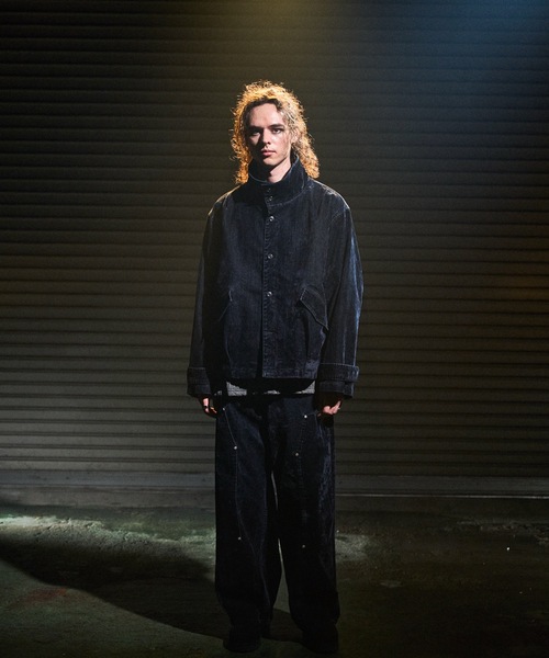 CASPER JOHN（キャスパージョン）の「Flocked denim high neck blouson / フロッキーデニムハイネックブルゾン（ブルゾン・メンズ・ネイビー/ブラウン・LARGE/MEDIUM/SMALL/X-SMALL）」の17枚目の写真