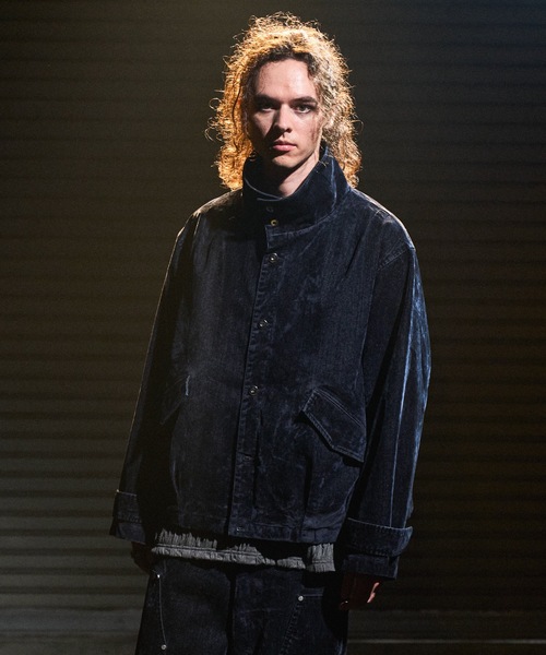 CASPER JOHN（キャスパージョン）の「Flocked denim high neck blouson / フロッキーデニムハイネックブルゾン（ブルゾン・メンズ・ネイビー/ブラウン・LARGE/MEDIUM/SMALL/X-SMALL）」の15枚目の写真