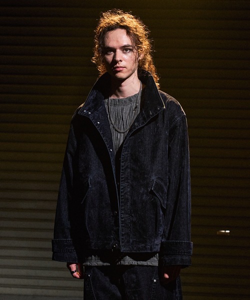 CASPER JOHN（キャスパージョン）の「Flocked denim high neck blouson / フロッキーデニムハイネックブルゾン（ブルゾン・メンズ・ネイビー/ブラウン・LARGE/MEDIUM/SMALL/X-SMALL）」の13枚目の写真