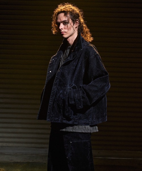CASPER JOHN（キャスパージョン）の「Flocked denim high neck blouson / フロッキーデニムハイネックブルゾン（ブルゾン・メンズ・ネイビー/ブラウン・LARGE/MEDIUM/SMALL/X-SMALL）」の14枚目の写真