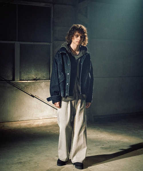 Flocked denim high neck blouson / フロッキーデニムハイネック