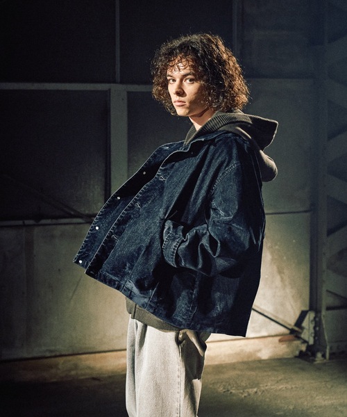 CASPER JOHN（キャスパージョン）の「Flocked denim high neck blouson / フロッキーデニムハイネックブルゾン（ブルゾン・メンズ・ネイビー/ブラウン・LARGE/MEDIUM/SMALL/X-SMALL）」の21枚目の写真