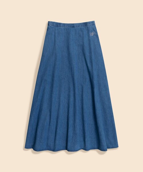 BROOKS BROTHERS(ブルックスブラザーズ)の「【Double B Collection】 コットン デニム BBロゴ フレアスカート(デニムスカート・レディース・ライトブルー・0/2/4/6/8)」の2枚目の写真