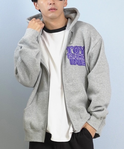 TOY　MACHINE（トイ　マシーン）の「TOY MACHINE/トイマシーン フルジップパーカー バックプリント MTMFFSW7（パーカー・メンズ・杢グレー/ブラック・XL/L/M）」の2枚目の写真