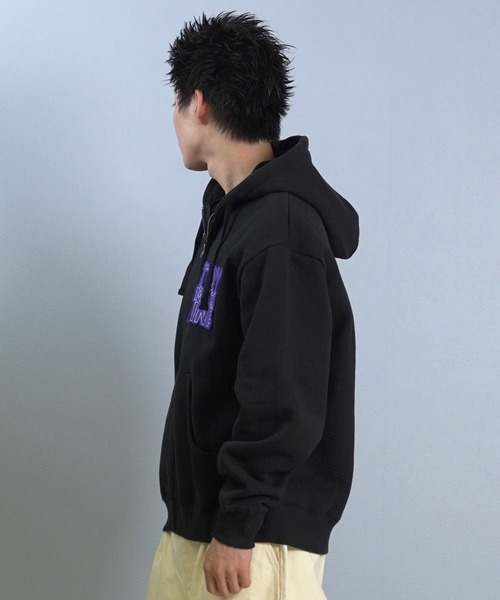 TOY　MACHINE（トイ　マシーン）の「TOY MACHINE/トイマシーン フルジップパーカー バックプリント MTMFFSW7（パーカー・メンズ・杢グレー/ブラック・XL/L/M）」の4枚目の写真