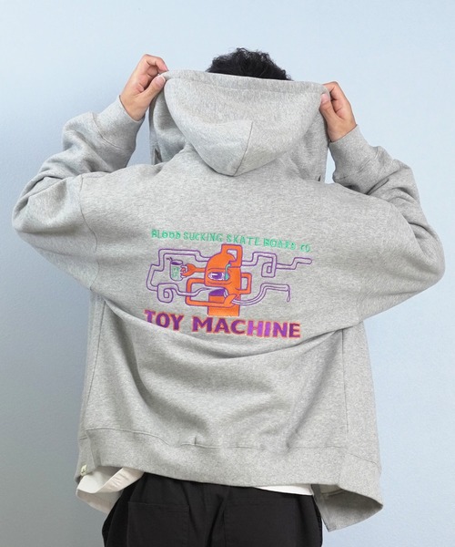 TOY　MACHINE（トイ　マシーン）の「TOY MACHINE/トイマシーン フルジップパーカー バックプリント MTMFFSW7（パーカー・メンズ・杢グレー/ブラック・XL/L/M）」の10枚目の写真