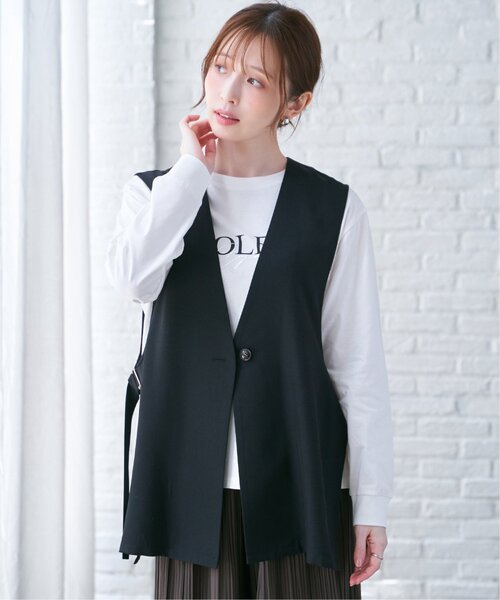 ikka(イッカ)の「ドライタッチサイドスリットジレ(ベスト・レディース・モカ/ブラック・L/S/M)」の2枚目の写真