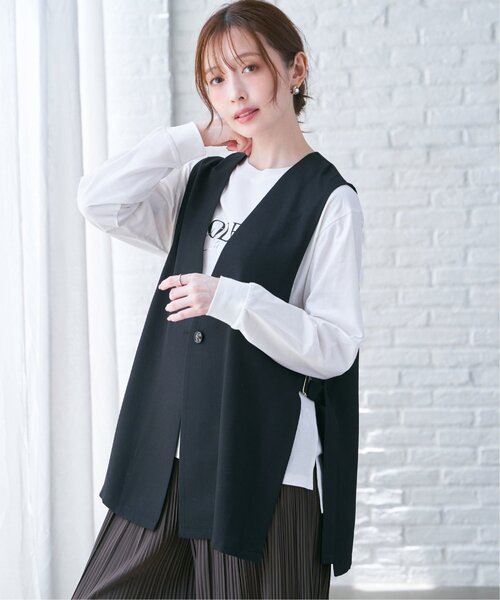 ikka(イッカ)の「ドライタッチサイドスリットジレ(ベスト・レディース・モカ/ブラック・L/S/M)」の20枚目の写真