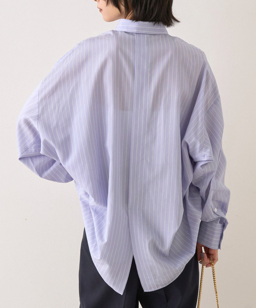 Rouge vif Anna(ルージュヴィフアンナ)の「バックドレープストライプシャツ(シャツ/ブラウス・レディース・サックスブルー/ピンク・フリー)」の2枚目の写真