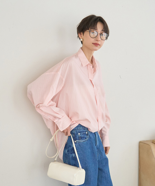 Rouge vif Anna(ルージュヴィフアンナ)の「バックドレープストライプシャツ(シャツ/ブラウス・レディース・サックスブルー/ピンク・フリー)」の15枚目の写真