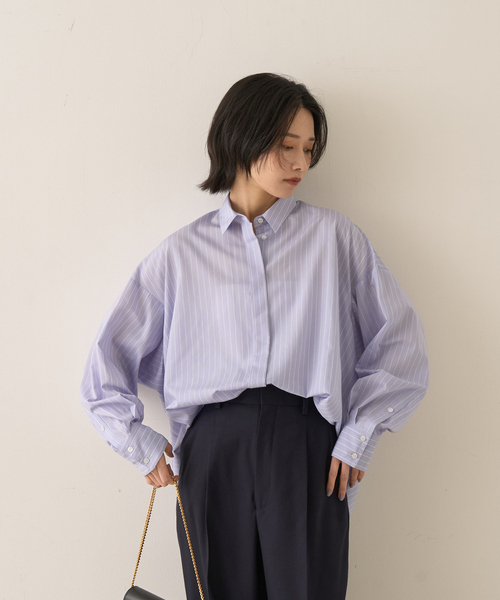 Rouge vif Anna(ルージュヴィフアンナ)の「バックドレープストライプシャツ(シャツ/ブラウス・レディース・サックスブルー/ピンク・フリー)」の17枚目の写真