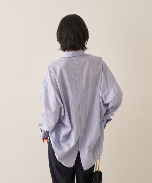 Rouge vif Anna(ルージュヴィフアンナ)の「バックドレープストライプシャツ(シャツ/ブラウス・レディース・サックスブルー/ピンク・フリー)」の21枚目の写真